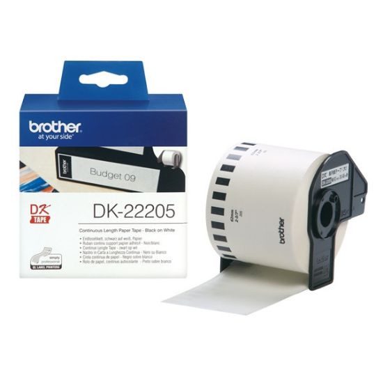 Εικόνα της BROTHER LABEL PRINTER TAPE Black on White 62mm wide