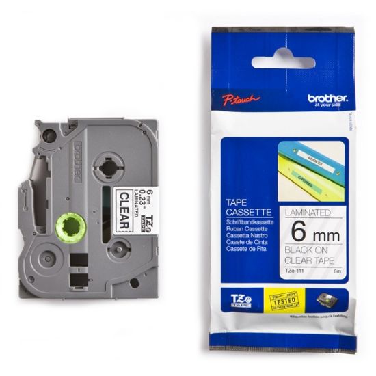 Εικόνα της Brother P-touch Laminated Black on Transparent 8m x 6mm