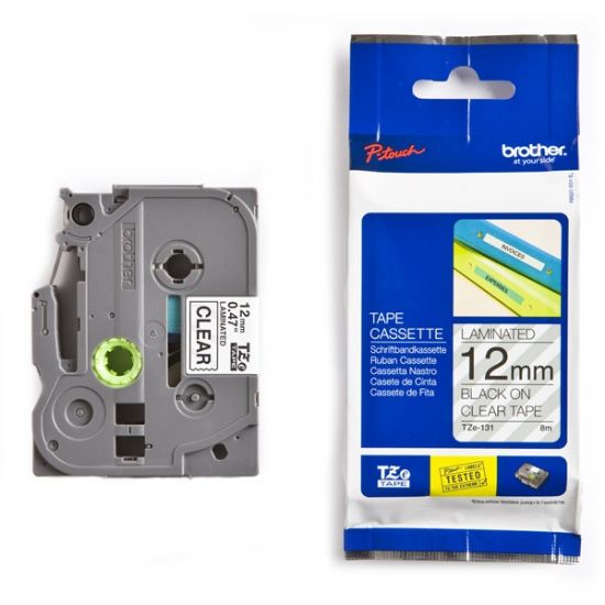 Picture of Brother TZe-131 Labelling Tape – Black on Clear, 12mm wide