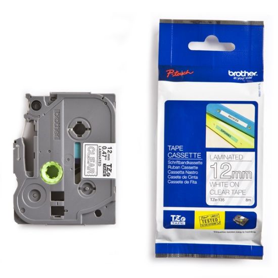 Εικόνα της Brother TZE135 P-touch Laminated White on Transparent 8m x 12mm