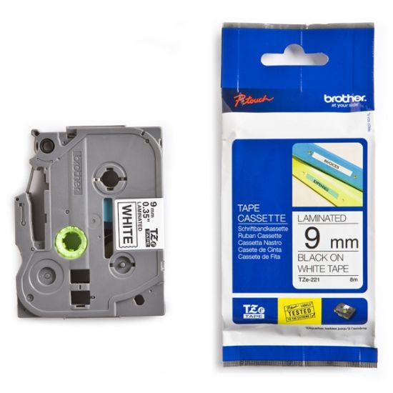 Εικόνα της Brother TZe-221 Labelling Tape – Black on White, 9mm wide