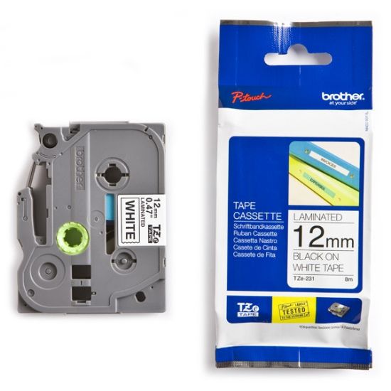 Εικόνα της Brother TZe-231 Labelling Tape Cassette – Black on White, 12mm wide