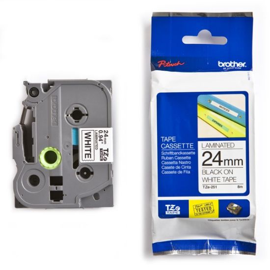 Picture of Brother TZe-251 Labelling Tape Cassette – Black on White, 24mm wide