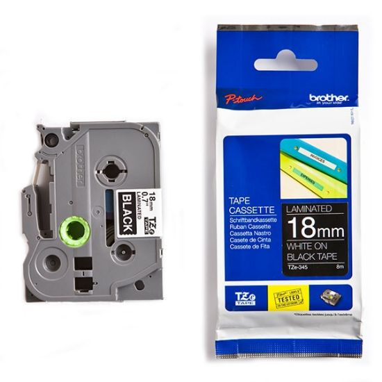 Εικόνα της Brother P-Touch Laminated White on Black 8m x 18mm