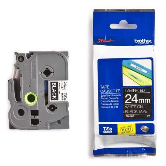 Εικόνα της Brother P-Touch Laminated White on Black 8m x 24mm