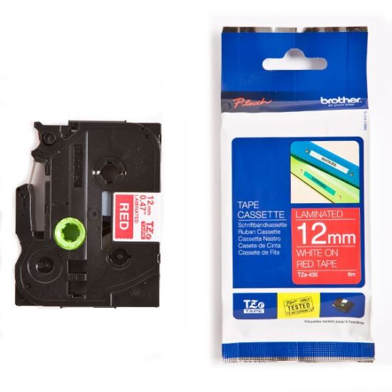 Picture of Brother P-Touch Laminated TZE435 White on Red 8m x 12mm