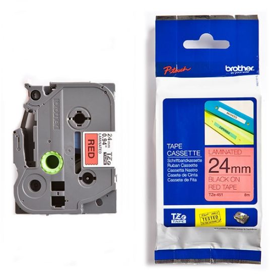 Picture of Brother P-Touch Laminated Black on Red 8m x 24mm