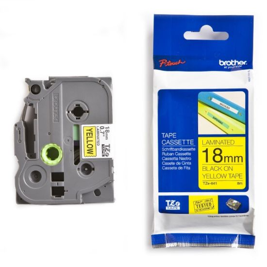 Picture of Brother P-Touch Laminated Black on Yellow 8m x 18mm