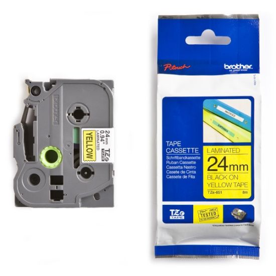Picture of Brother TZe-651 Labelling Tape Cassette – Black on Yellow, 24mm wide