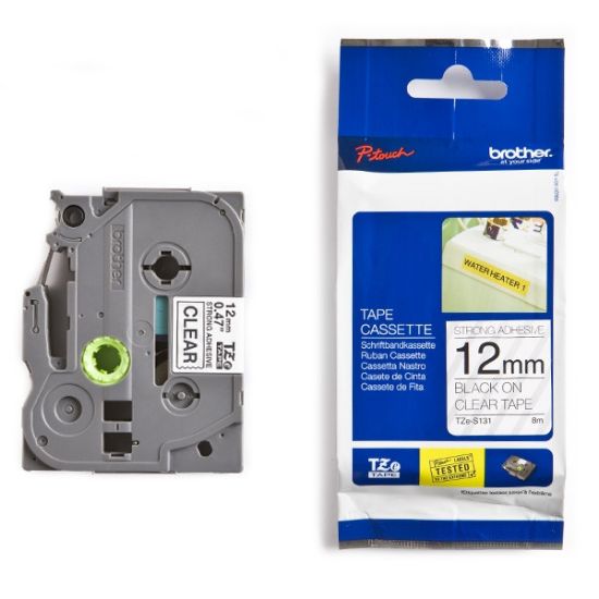 Picture of Brother TZES131 P-Touch Industrial Laminated Black on Transparent 8m x 12mm