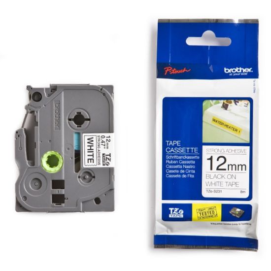 Picture of Brother TZe-S231 Labelling Tape Cassette – Black on White, 12mm wide