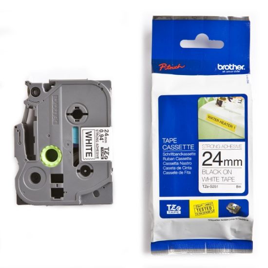 Picture of Brother TZe-S251 Labelling Tape Cassette – Black on White, 24mm wide