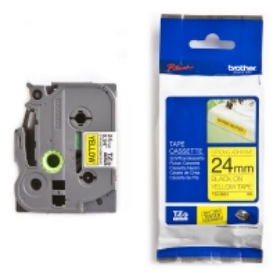 Picture of Brother TZE-S651 Labelling Tape Cassette – Black on Yellow Strong Adhesive, 24mm wide